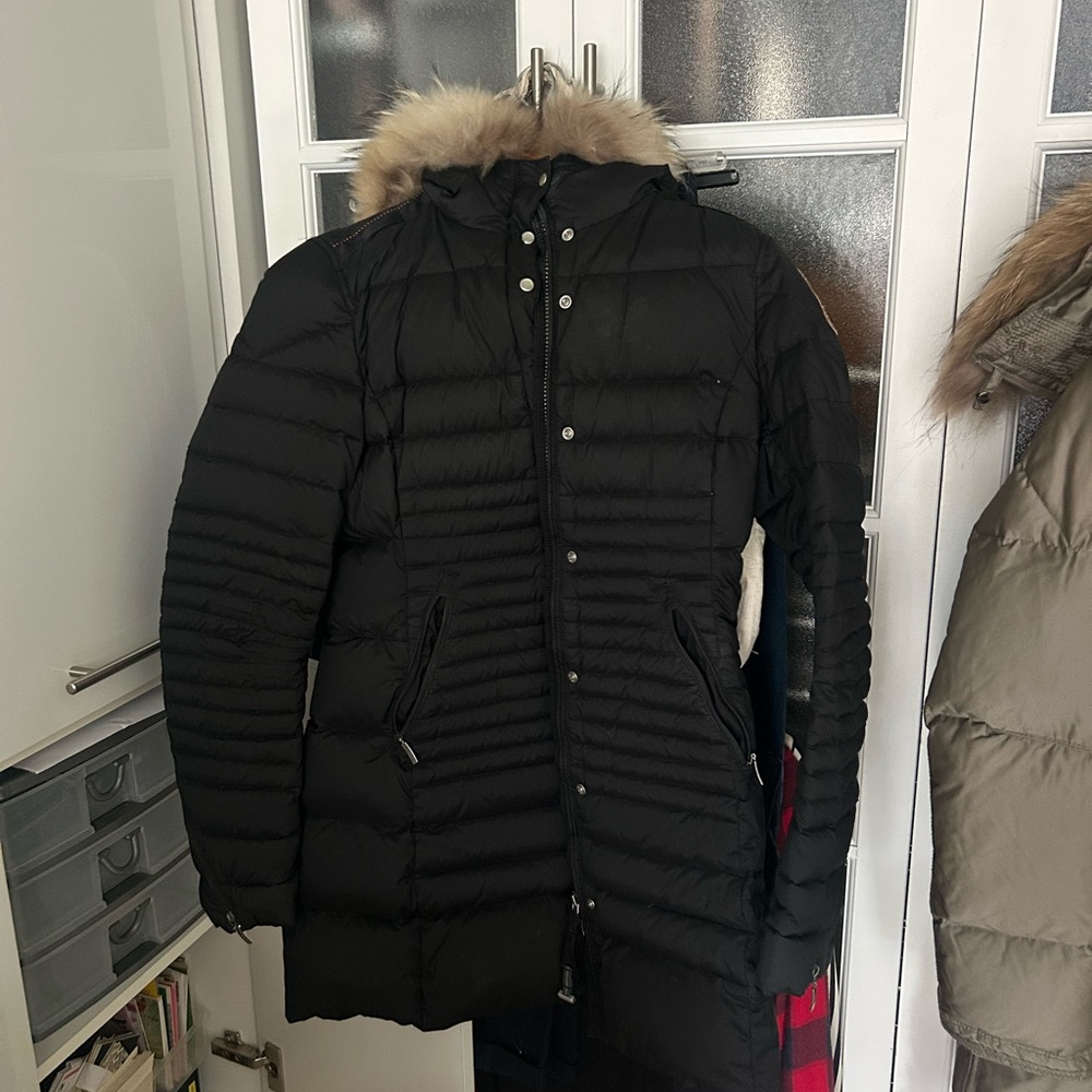Parajumpers Black Puffer Jacket with Fur Trim